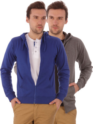 

Campus Sutra Full Sleeve Solid Men Fleece Jacket, Charcoal;royal blue