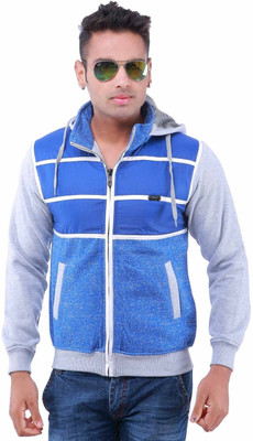 

Oceanic Full Sleeve Striped Men' Jacket, Blue;grey