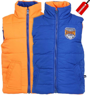 Bells and Whistles Half Sleeve Solid Baby Boys Jacket, Orange