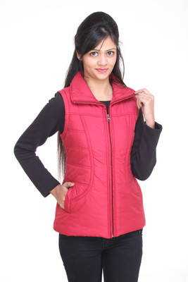

Trufit Sleeveless Solid Women's Bomber Jacket, Maroon