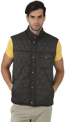 

Fahrenheit Sleeveless Self Design Men's Quilted Jacket, Olive
