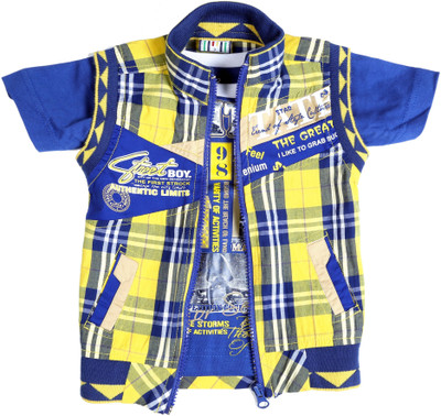 

Bad Boys Sleeveless Checkered Boys Jacket, Yellow
