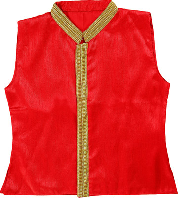 

Samarthfashion Sleeveless Self Design Boys Jacket, Red