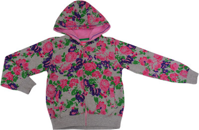 

612 League Full Sleeve Printed Girls Quilted Jacket, Grey