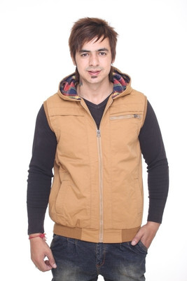 Trufit Sleeveless Solid Men's Bomber Jacket, Brown
