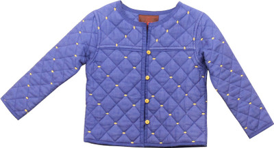 

My Little Lambs Full Sleeve Self Design Baby Girls Quilted Jacket, Navy