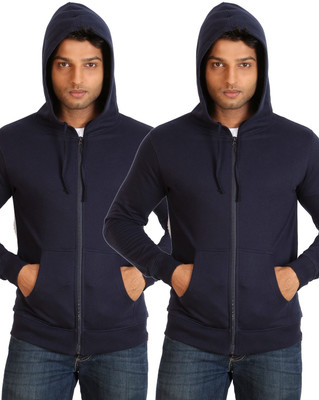 

Campus Sutra Full Sleeve Solid Men Fleece Jacket, Dark blue