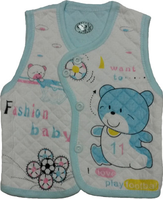 

Fusion Fashion Sleeveless Printed Baby Girls Jacket, Blue