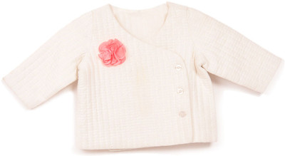 

Toy Balloon Kids Full Sleeve Woven Baby Girls Quilted Jacket, Off white