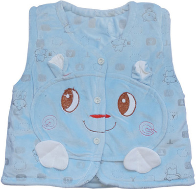 

Upside Down Sleeveless Applique Baby Boys & Baby Girls Jacket, Light blue