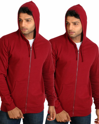 

Campus Sutra Full Sleeve Solid Men Fleece Jacket, Maroon