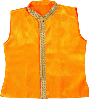 

Samarthfashion Sleeveless Self Design Boys Jacket, Orange