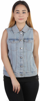 KOTTY Sleeveless Solid Women Denim Jacket KOTTY Sleeveless Solid Women Denim Jacket