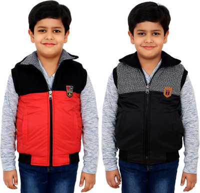 

Sunday Casual Sleeveless Solid Boy's Jacket, Red