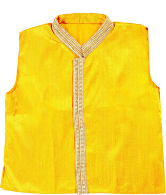 

Samarthfashion Sleeveless Self Design Boys Jacket, Yellow