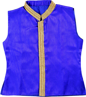 

Samarthfashion Sleeveless Self Design Boys Jacket, Blue