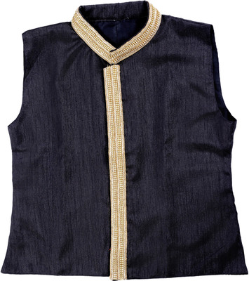 

Samarthfashion Sleeveless Self Design Boys Jacket, Black