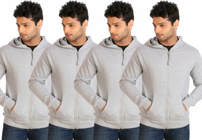 

Campus Sutra Full Sleeve Solid Men Fleece Jacket, Grey