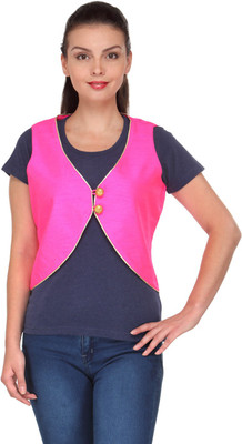 Natty India Sleeveless Solid Women's Koti Jacket available at flipkart for Rs.699