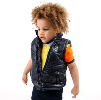 Cherry Crumble California Sleeveless Solid Baby Boys Jacket, Blue