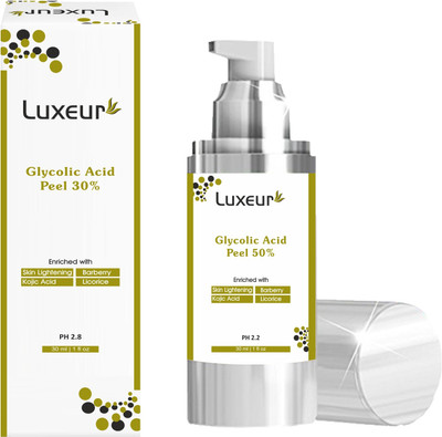 

Luxeur Glycolic Peel 50% Kojic Acid 5% Peel for Fairness Brightening remove Pigmentation Tanning Blemishes & Remove Dead Skin layer Rejuvenate & Lighten Skin & Acne pimples from Skin(30 ml)