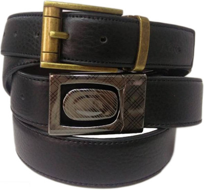 

revo Men & Women Formal Black Genuine Leather Reversible Belt
