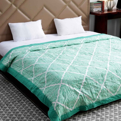 Solaj Printed Double Comforter(Cotton, Dark Green, Light Green)