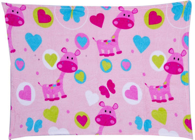 

GURU KRIPA Baby Products Printed  Hooded Baby Blanket(Polyester, Pink