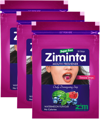 

Ziminta Mouth Freshener Orally Disintegrating Strips ( Sugar Free ) - 30 Strips (Watermelon Flavour) - Pack Of 3 Strip(30 g)
