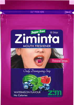

Ziminta Mouth Freshener Orally Disintegrating Strips ( Sugar Free ) - 30 Strips (Watermelon Flavour) Strip(30 g)