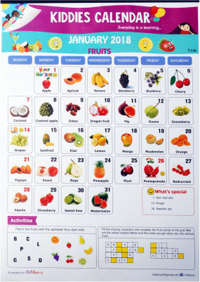 

Childeaz Kids Theme based 2018 Wall Calendar(Multicolor, Fruits,Vegetables)