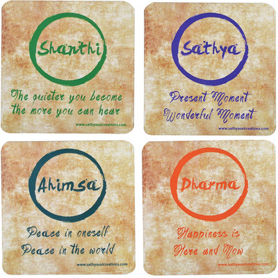 

The Values Store Square Medium Density Fibreboard Coaster Set(Pack of 4), Multicolor