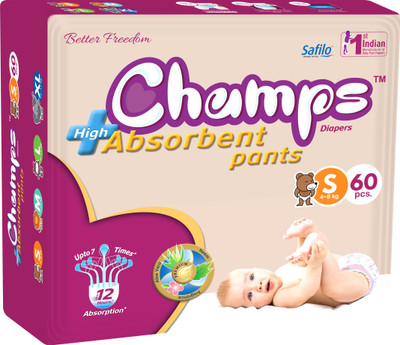 

Champs champs High Absorbent Premium Pant Style Diaper | Premium Pant Diapers (Small, 60 Pieces) - S(60 Pieces)