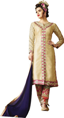 

Parishi Fashion Georgette Embroidered Dress/Top Material(Un-stitched), Grey