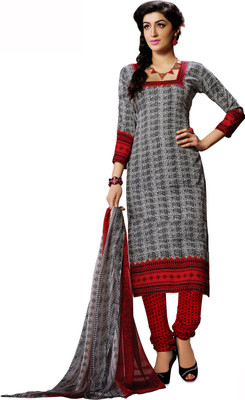 

Khushali Crepe Self Design, Printed Salwar Suit Dupatta Material(Un-stitched), Black;grey