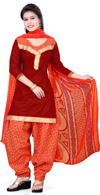 

Khushali Cotton Self Design Salwar Suit Dupatta Material(Un-stitched), Maroon;orange