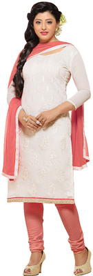 

Khushali Chanderi Self Design, Embroidered Salwar Suit Dupatta Material(Un-stitched), Pink;white