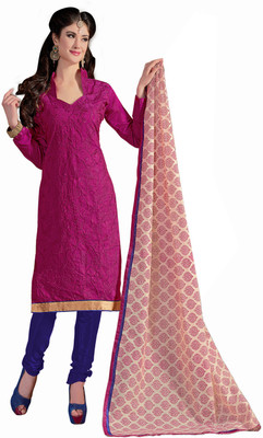 

Jiya Chanderi Self Design, Embroidered Salwar Suit Dupatta Material(Un-stitched), Beige;blue;pink