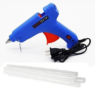 

Gadget Deals blue 100 watt with on off switch and 5 hot melt sticks Standard Temperature Corded Glue Gun(11 mm)