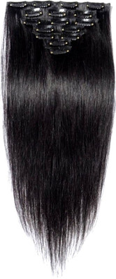 

Confidence Clip On Real Human Extensions 7 pcs Instant Volume And Thickness Straight 50 grams (26 inch, BLACK) Hair Extension
