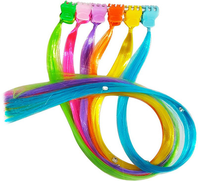 

Confidence Colored Extension For Kids, Women & Girls ( Multi-color ) With Clips In Straight Piece (6 Pieces) Hair Extension
