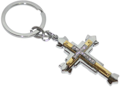 

Aura Imported Diamond Studded Metal Cross Key Chain