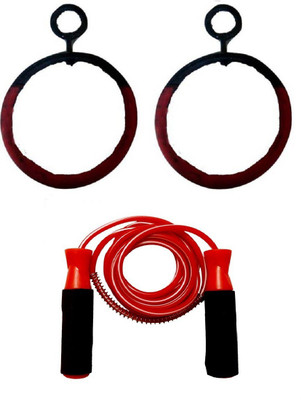 

HEALTH FIT INDIA Online Series Hanging Roman Ring(12 mm)Pushup Bar, Bearing Red Color Skipping Rope Boxing Kit