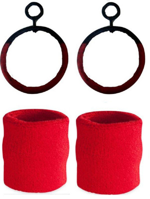 

FACTO POWER Online Series Hanging Roman Ring(12 mm)Pushup Bar, Pair of Red Color Sweat Bands Gym & Fitness Kit