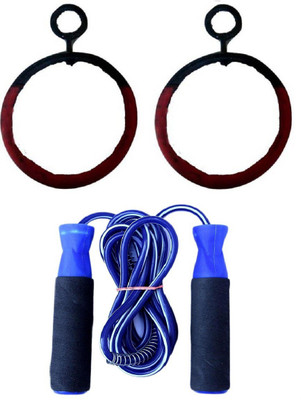

FACTO POWER Online Series Hanging Roman Ring(12 mm)Pushup Bar, Bearing Blue Color Skipping Rope Gym & Fitness Kit