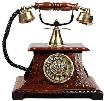 

Worthy Shoppee Rosewood Antique Operational Telephone Maharaja Style Corded Landline Phone(Brown)