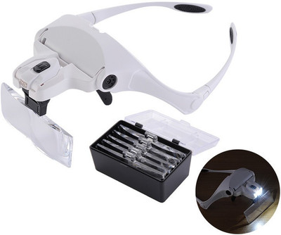 TARGET PLUS Headband 2LED Head Lamps 1.0X, 1.5X, 2.0X, 2.5X 3.5X Magnifying Glass(White)