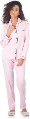 NITE FLITE Women Solid Pink Top & Pyjama Set