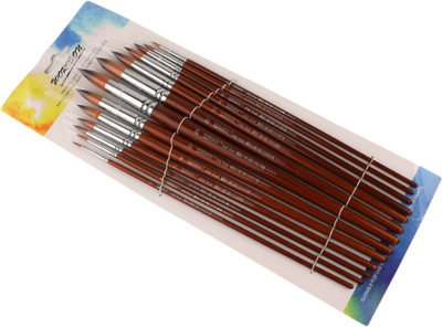 

Kabeer Art Round Paint Brushes(Set of 13, Brown)