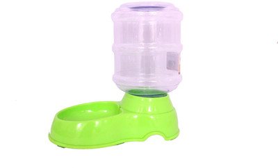

SRI Imported High Quality Water Dispenser For Dog & Cat Cylindrical Plastic Pet Bowl & Bottle(4 L Green)
